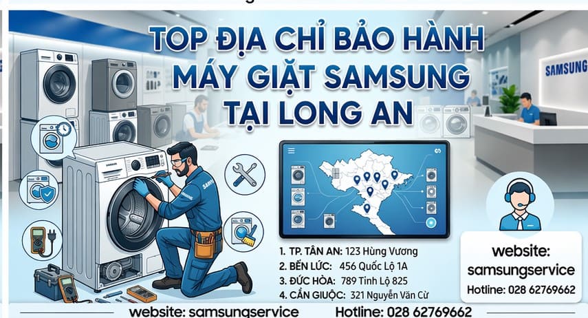 Địa chỉ bảo hành máy giặt Samsung tại Long An