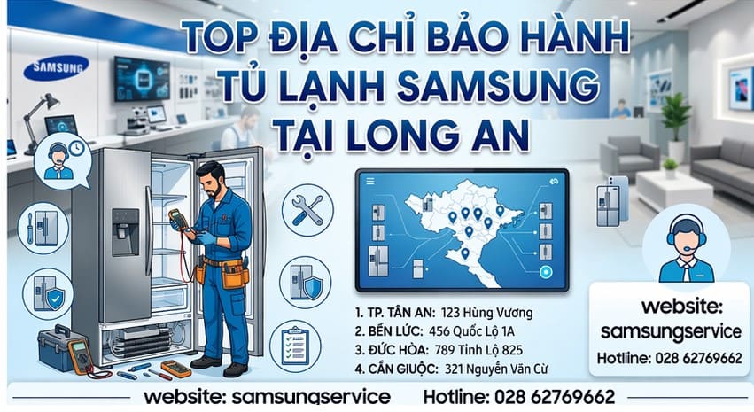 Địa chỉ bảo hành tủ lạnh Samsung tại Long An