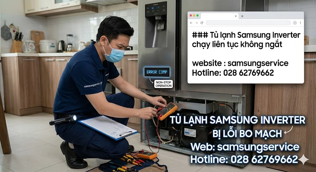 Tủ lạnh Samsung Inverter chạy liên tục không ngắt