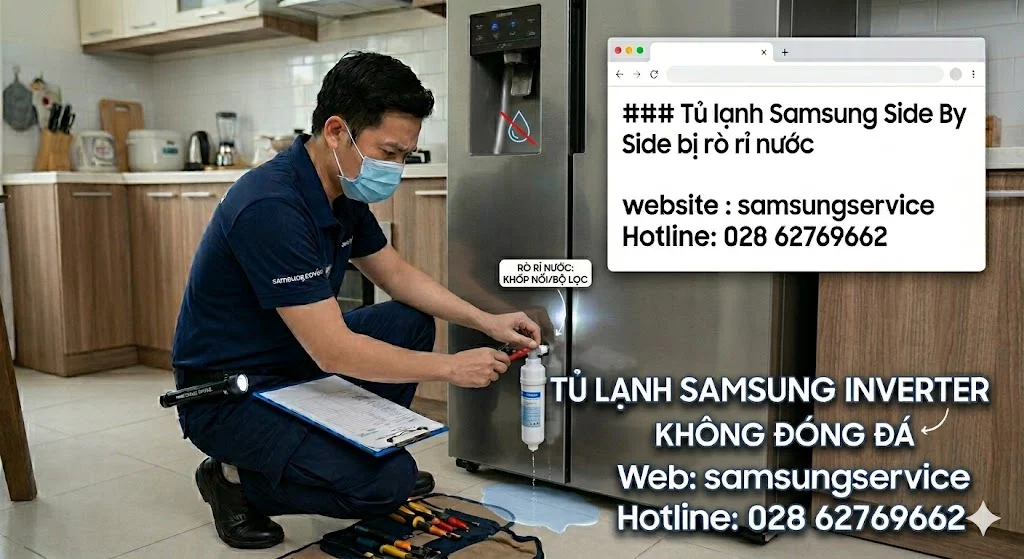 Tủ lạnh Samsung Side By Side bị rò rỉ nước