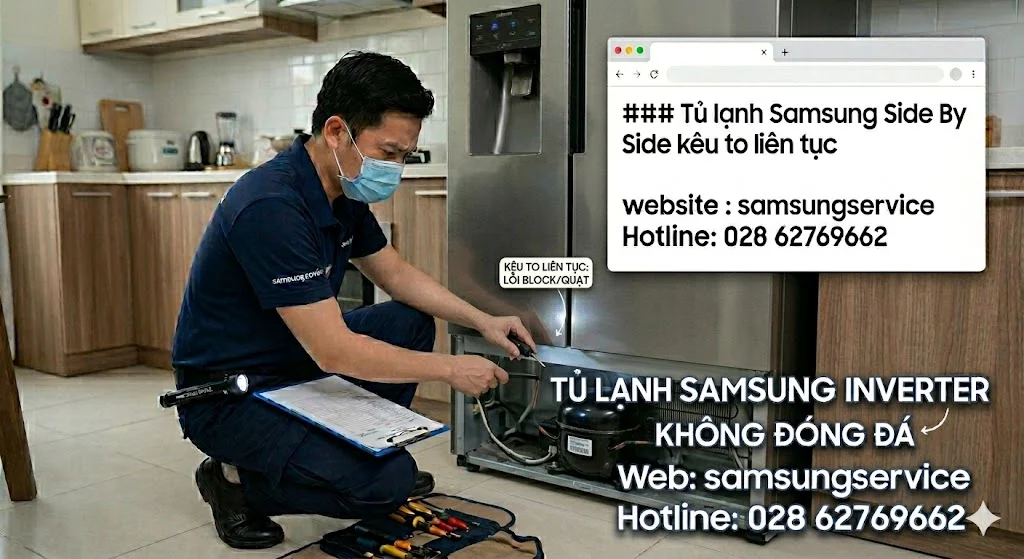 Tủ lạnh Samsung Side By Side kêu to liên tục