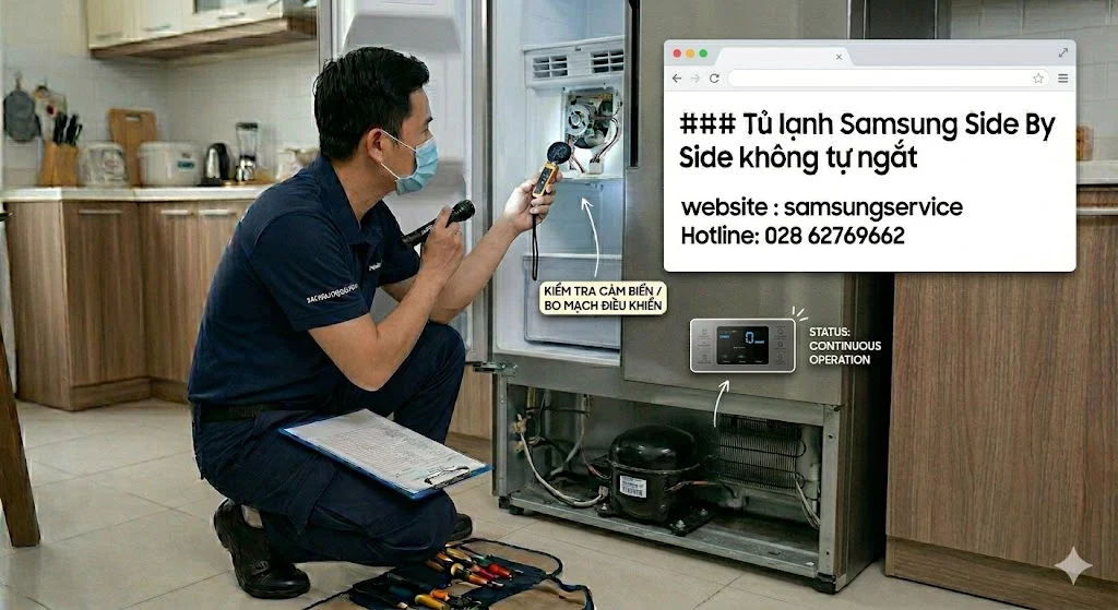 Tủ lạnh Samsung Side By Side không tự ngắt