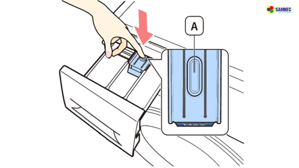 Vệ sinh khay chứa bột giặt và nước xả của máy giặt Samsung