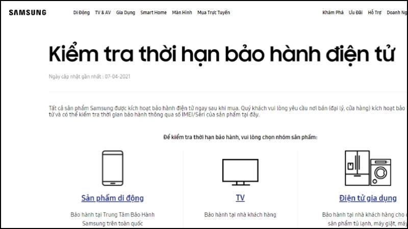 Hướng dẫn kích hoạt bảo hành Samsung